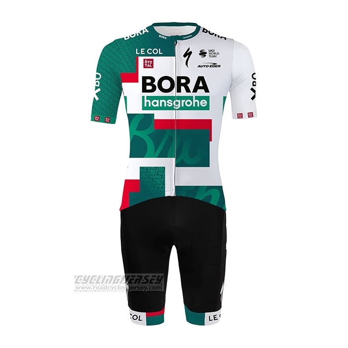 2022 Cycling Jersey Bora-Hansgrone Green White Short Sleeve and Bib Short
